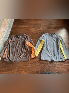 Boys' Two Athletic Long Sleeve Tops with Colorblock Sleeves